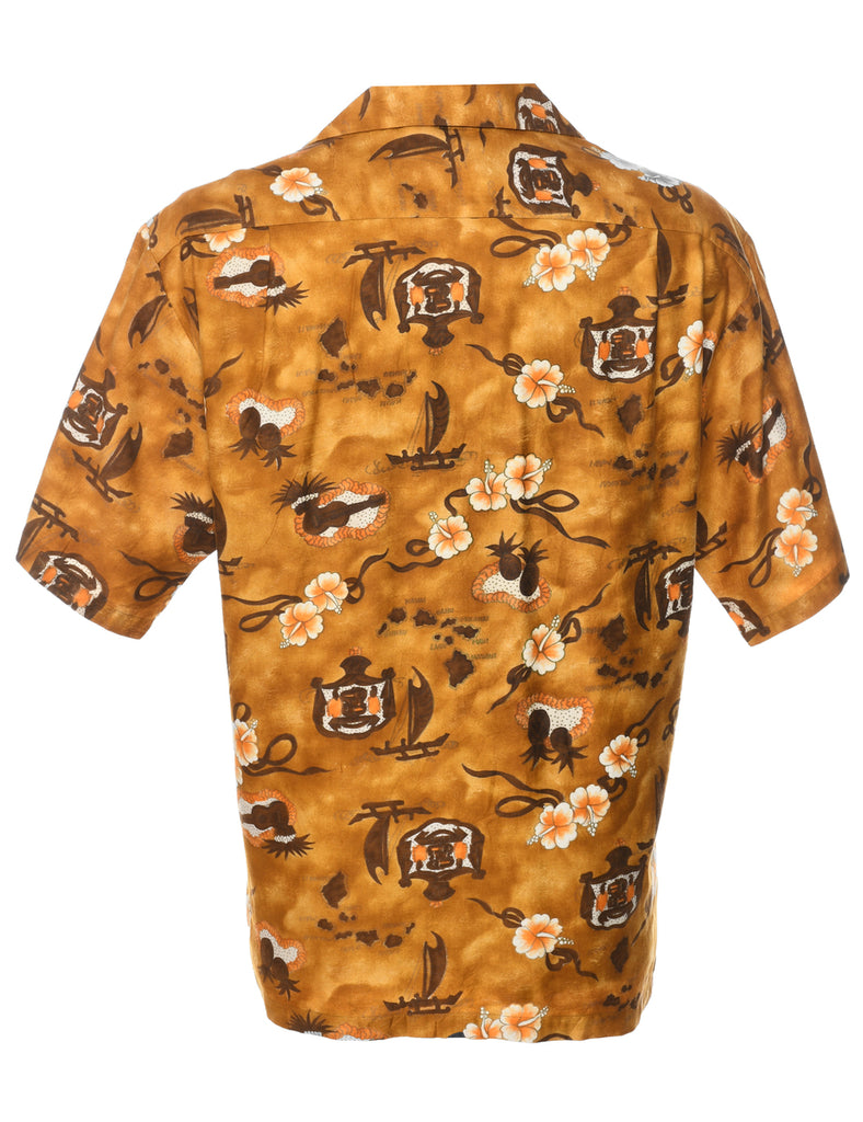 1950s Momi Guitar Print Hawaiian Shirt - L
