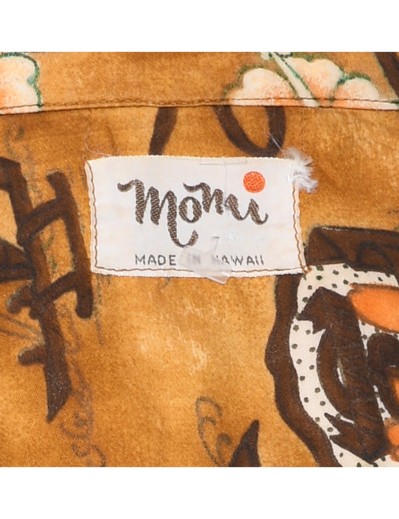 1950s Momi Guitar Print Hawaiian Shirt - L