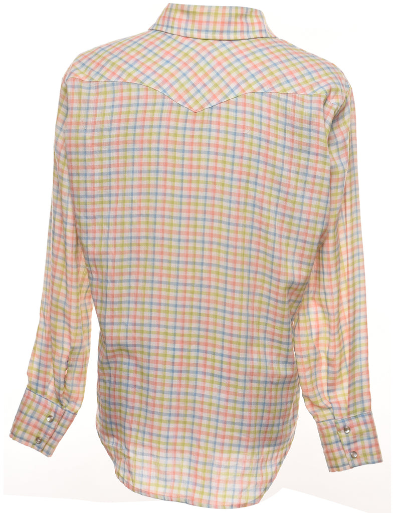 1970s Multi-Colour Checked Western Shirt - XL