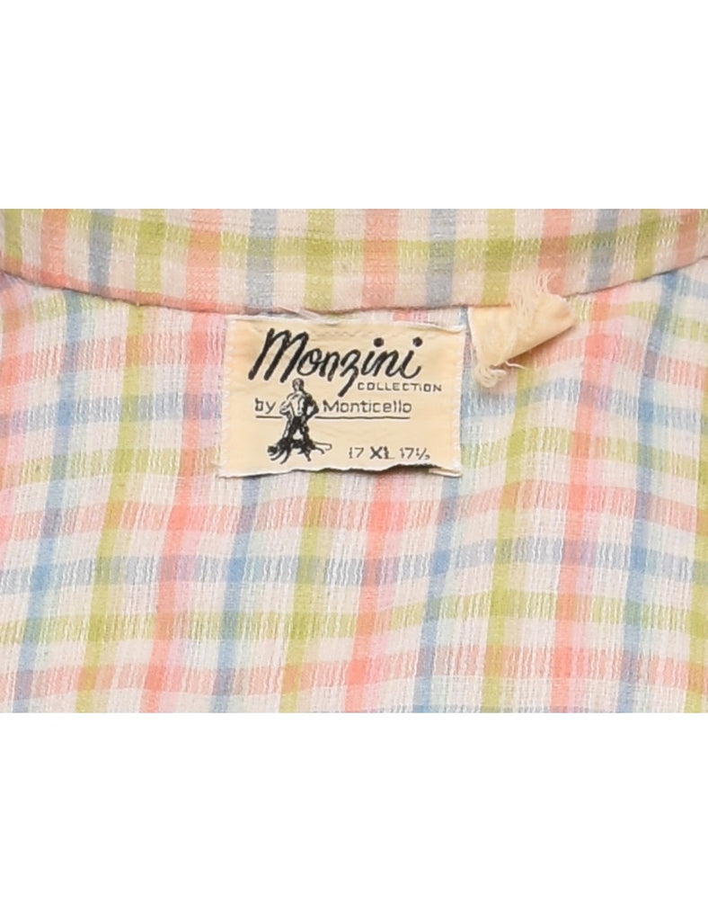 1970s Multi-Colour Checked Western Shirt - XL
