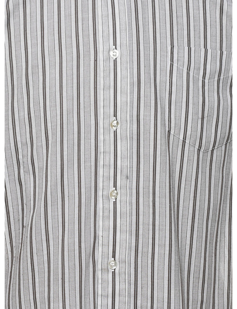 1970s Striped Grey Shirt - L