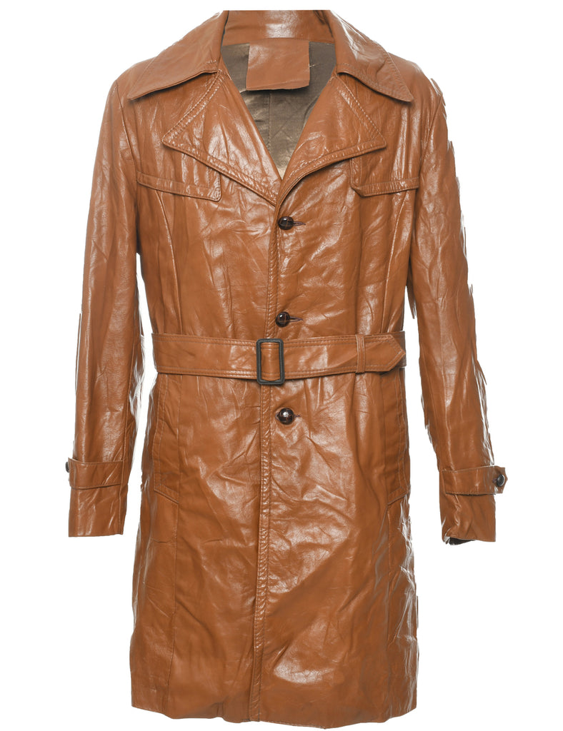 1970s Tan Leather Jacket - XL
