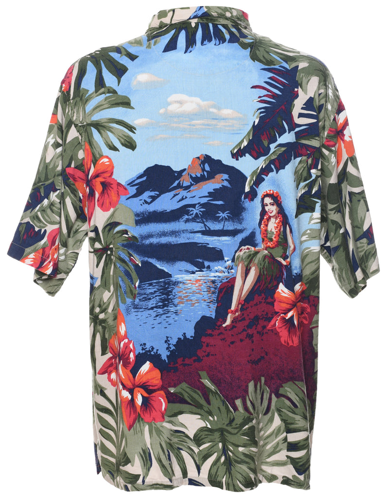 1980s Nautica Hula Girl Hawaiian Shirt - L