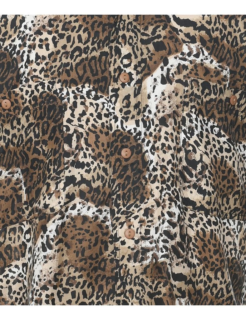1990s Animal Print Shirt - L