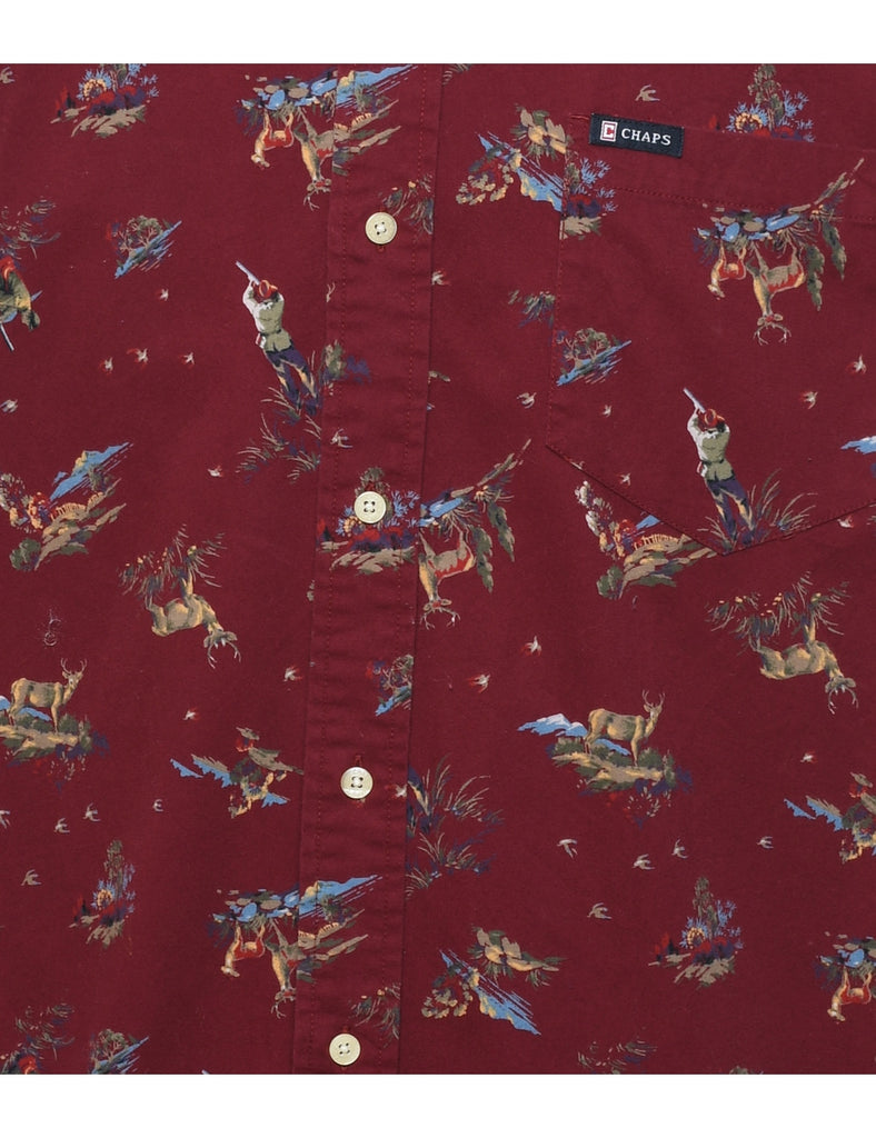1990s Chaps Pattered Maroon Shirt - L