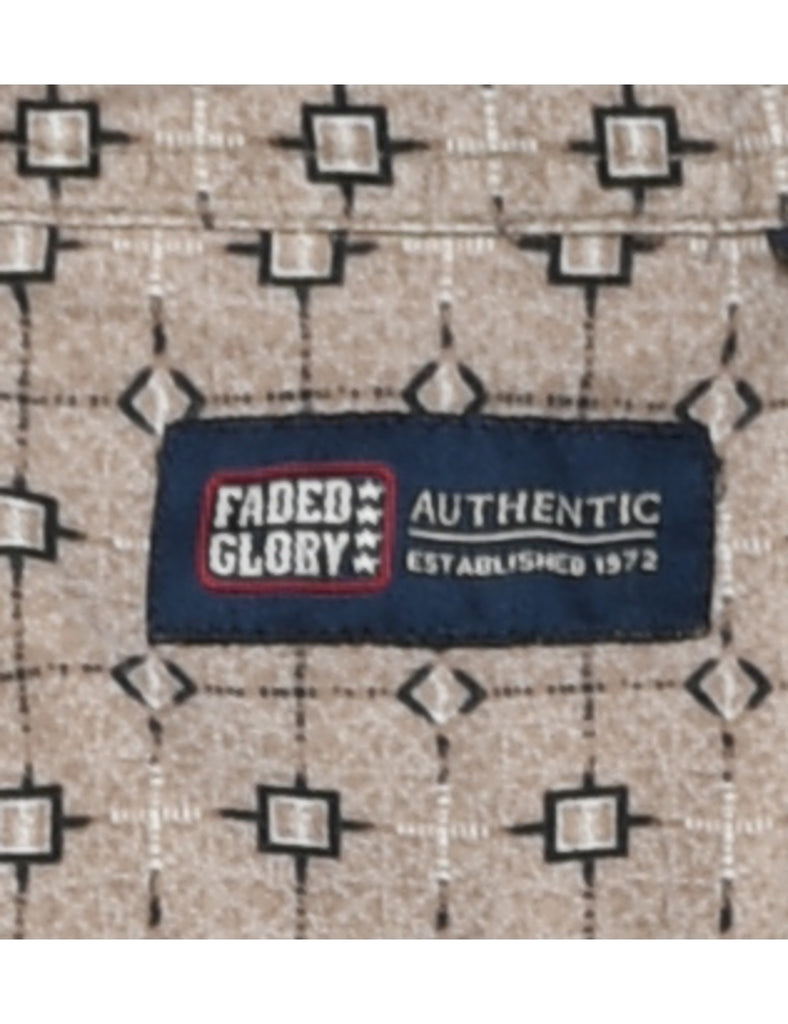1990s Faded Glory Geometric Pattern Shirt - L