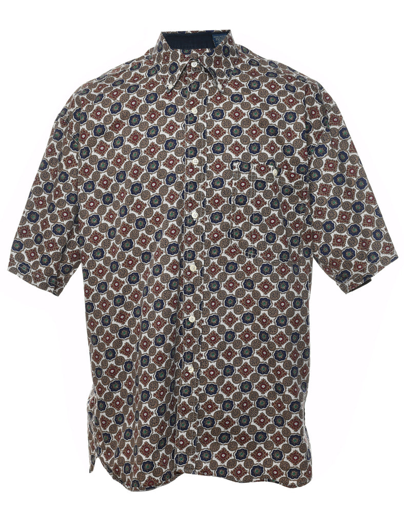 1990s Floral Short Sleeved Shirt - L