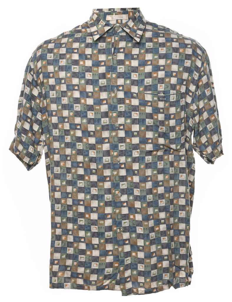 1990s Geometric Pattern Shirt - M