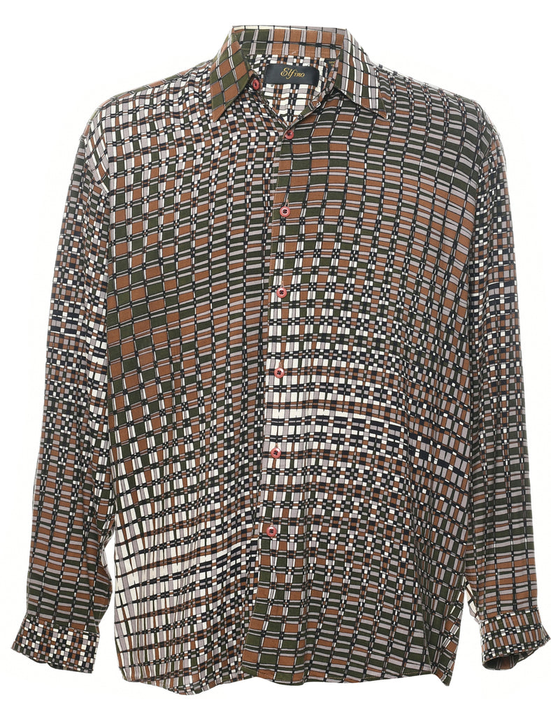 1990s Geometric Pattern Shirt - M