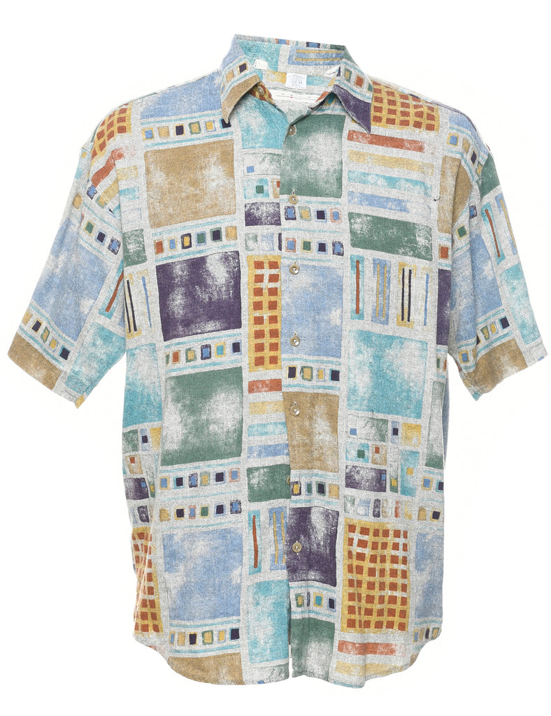 1990s Geometric Pattern Shirt - M