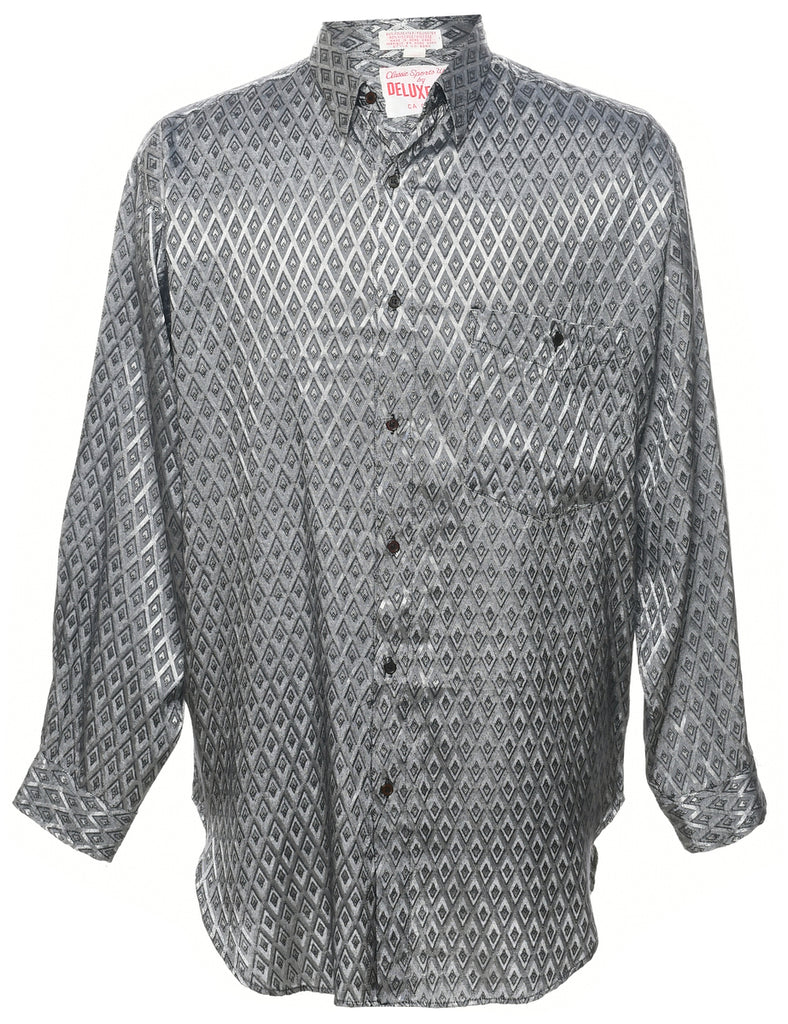 1990s Geometric Pattern Shirt - M