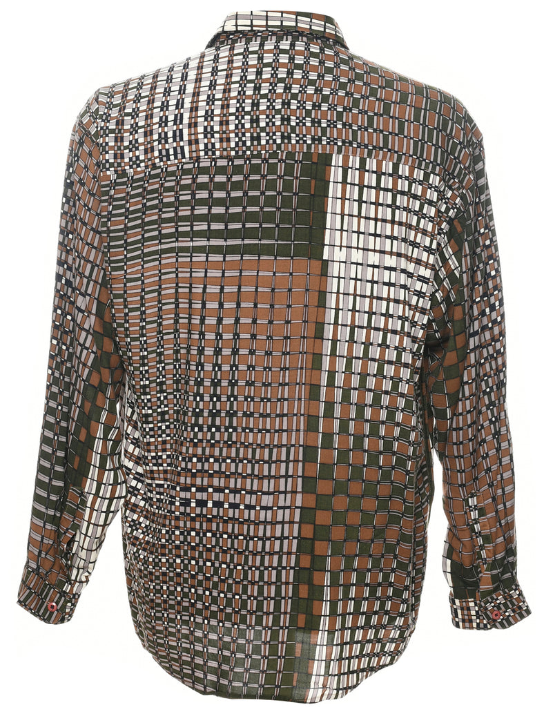 1990s Geometric Pattern Shirt - M