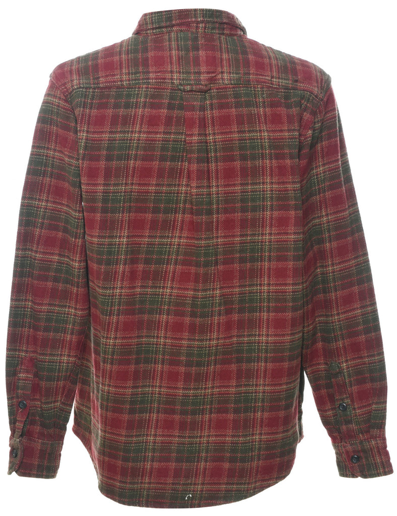 1990s Maroon & Dark Green Checked Shirt - M