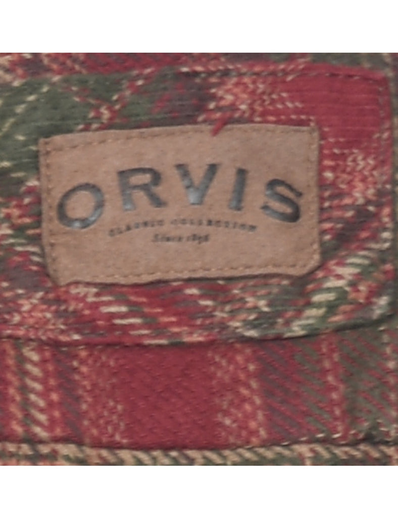 1990s Maroon & Dark Green Checked Shirt - M
