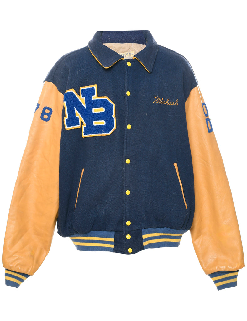 1990s North Brunswick Varsity Football Two Tone Team Jacket - XXL