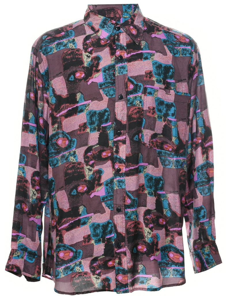 1990s Silk Abstract Print Shirt - L