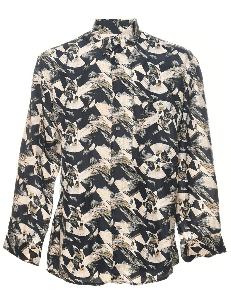 1990s Silk Abstract Print Shirt - S