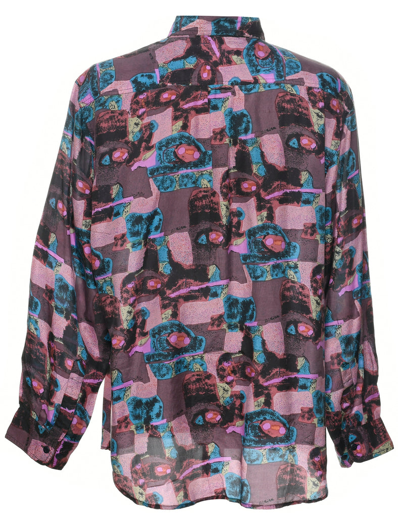 1990s Silk Abstract Print Shirt - L