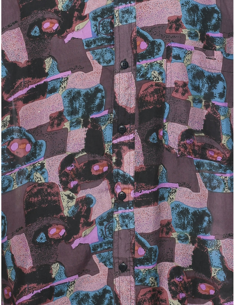 1990s Silk Abstract Print Shirt - L