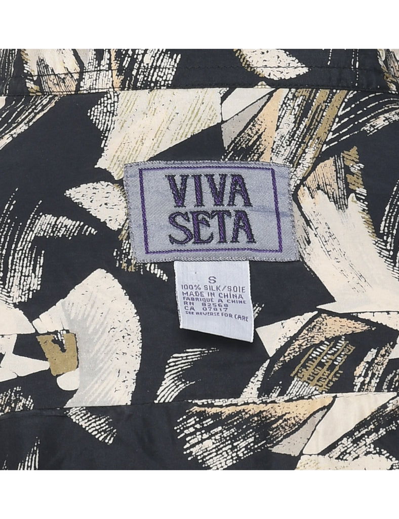 1990s Silk Abstract Print Shirt - S