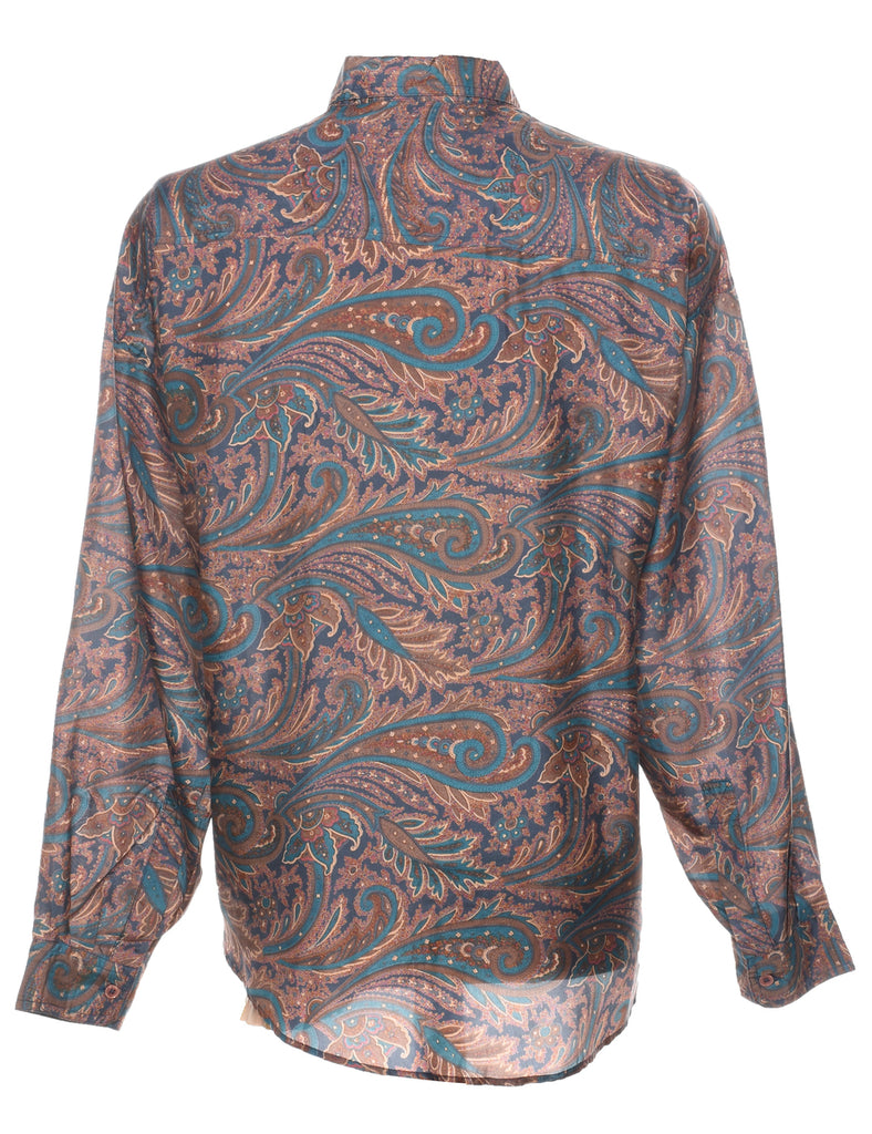 1990s Silk Paisley Print Shirt - M