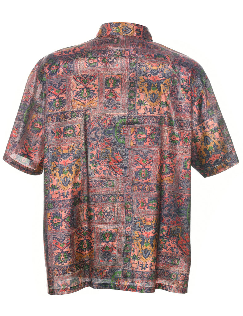 1990s Silk Short Sleeve Shirt - L