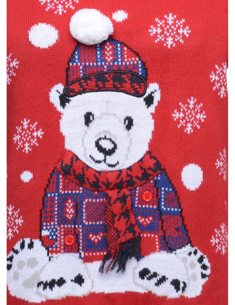 1990s Teddy Bear Design Christmas Jumper - M