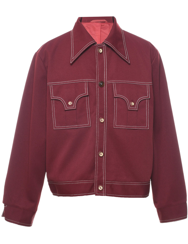 70's Collar Button Front Jacket - M