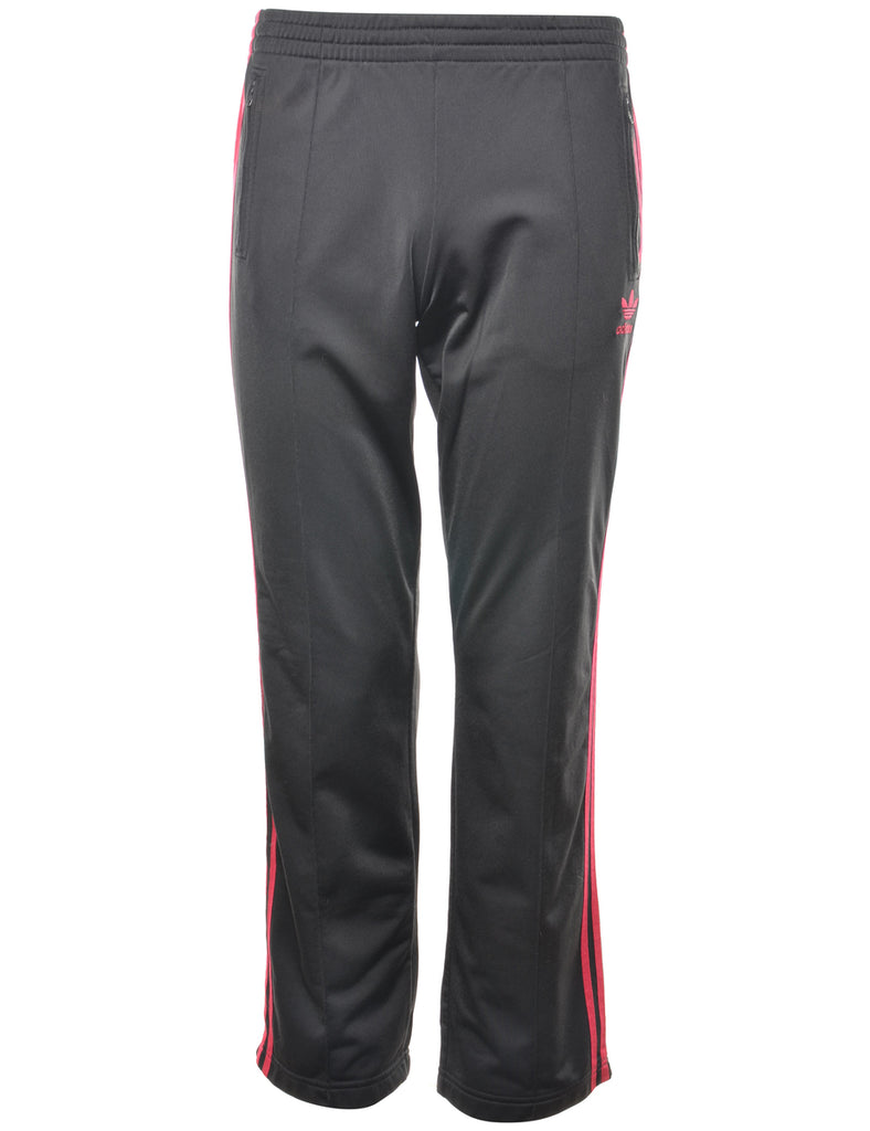 Adidas Black & Maroon 3 Stripe Track Pants - W30 L31