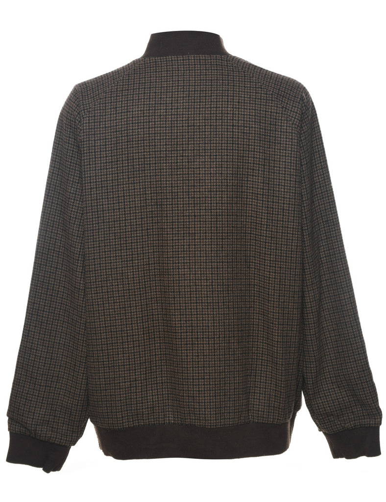 Adidas Checked Brown Bomber Jacket - XL