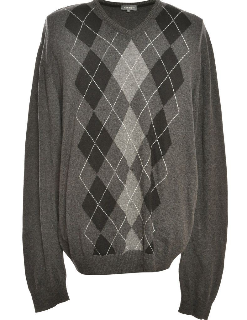 Argyle Dark Grey Jumper - L