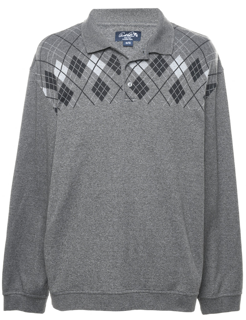 Argyle Dark Grey Jumper - XL