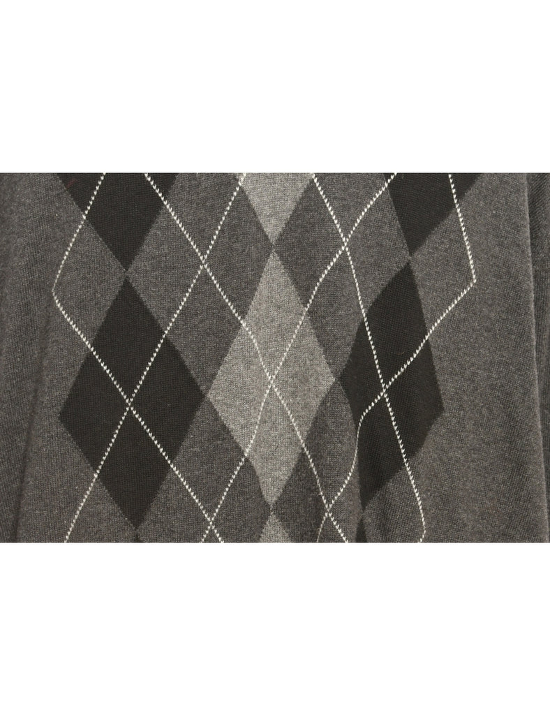 Argyle Dark Grey Jumper - L