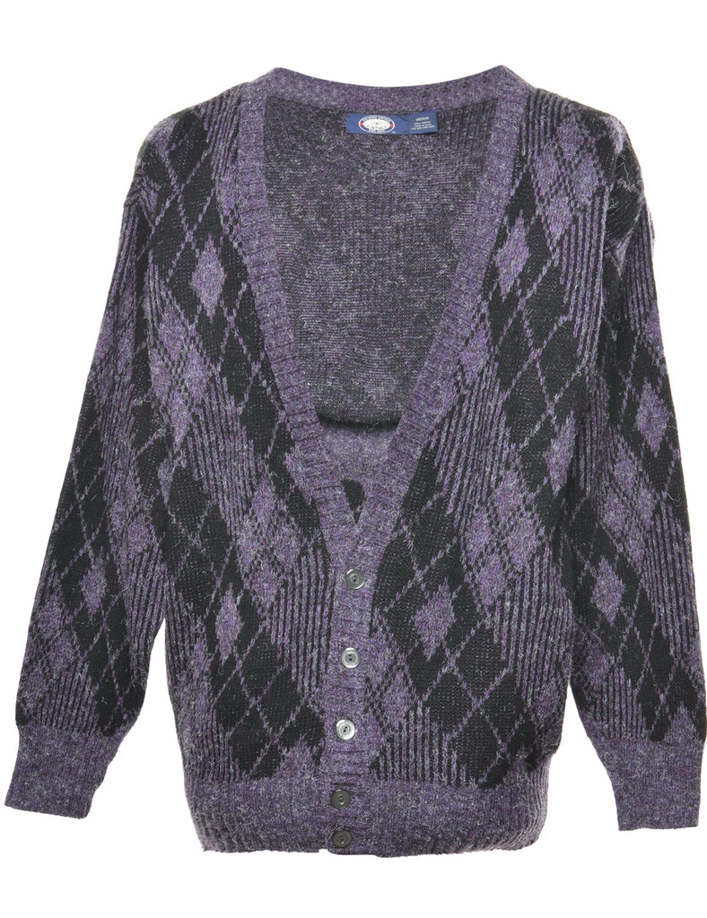 Argyle Knit Cardigan - M