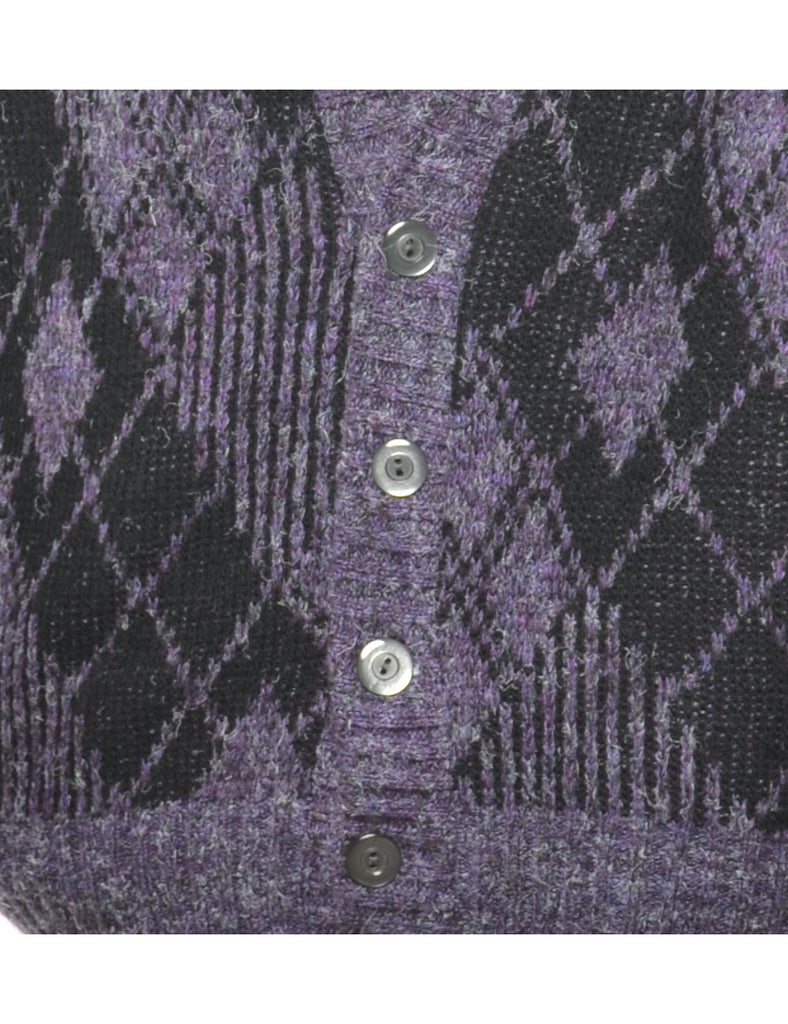 Argyle Knit Cardigan - M