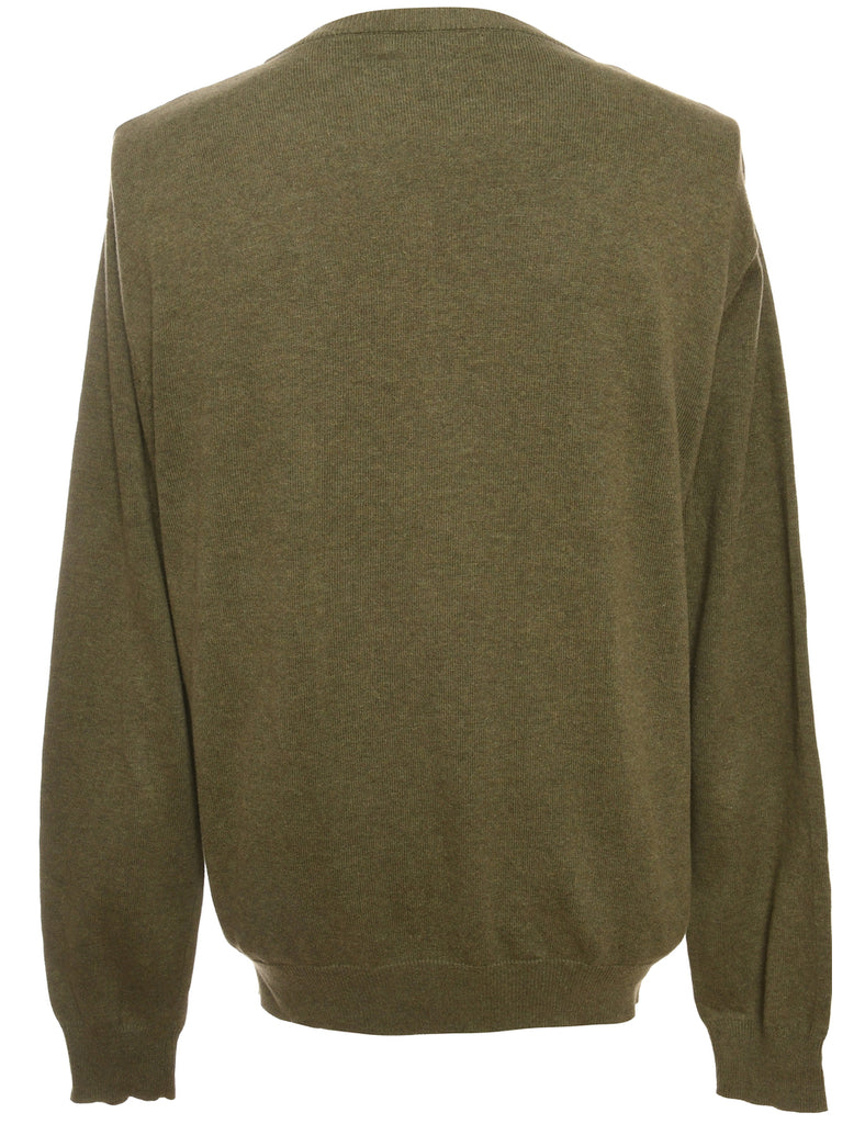 Argyle Olive Green Jumper - L