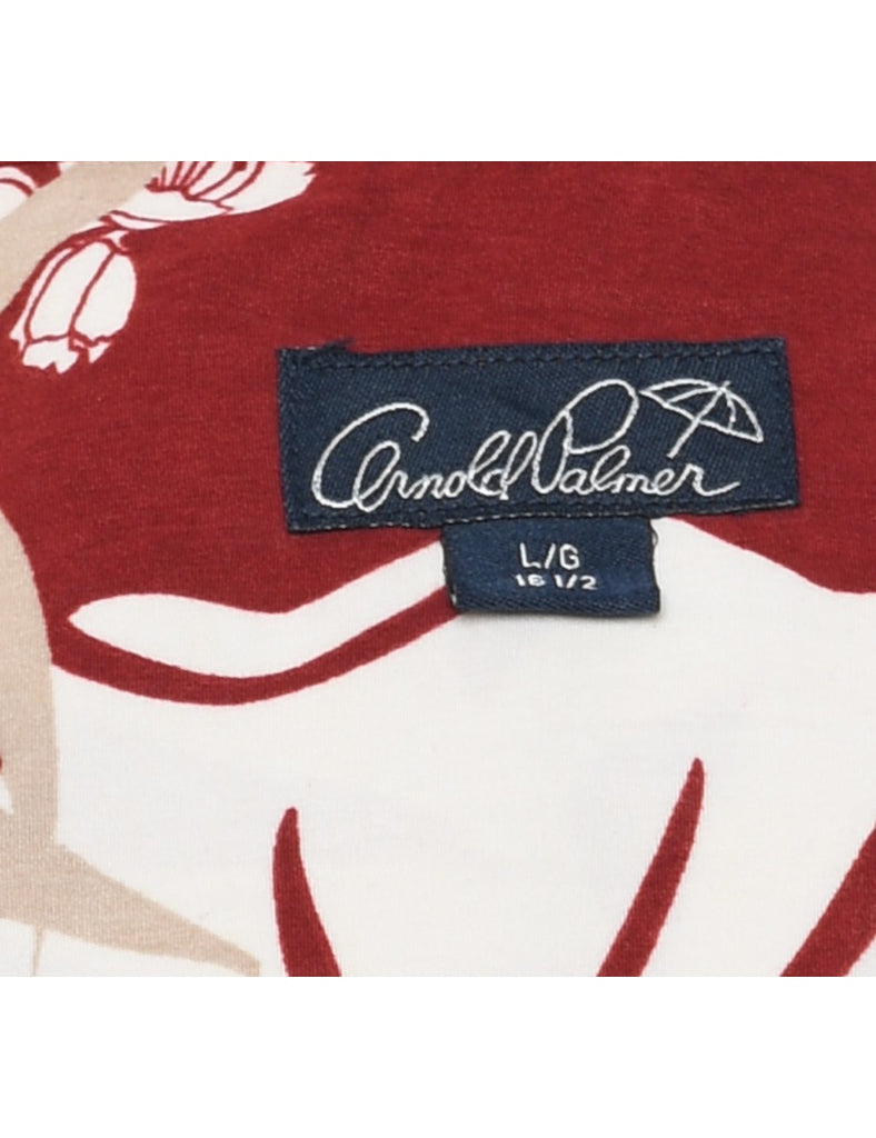 Arnold Palmer White Hibiscus Hawaiian Shirt - L