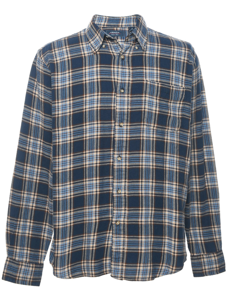 Arrow Checked Navy Flannel Shirt - M