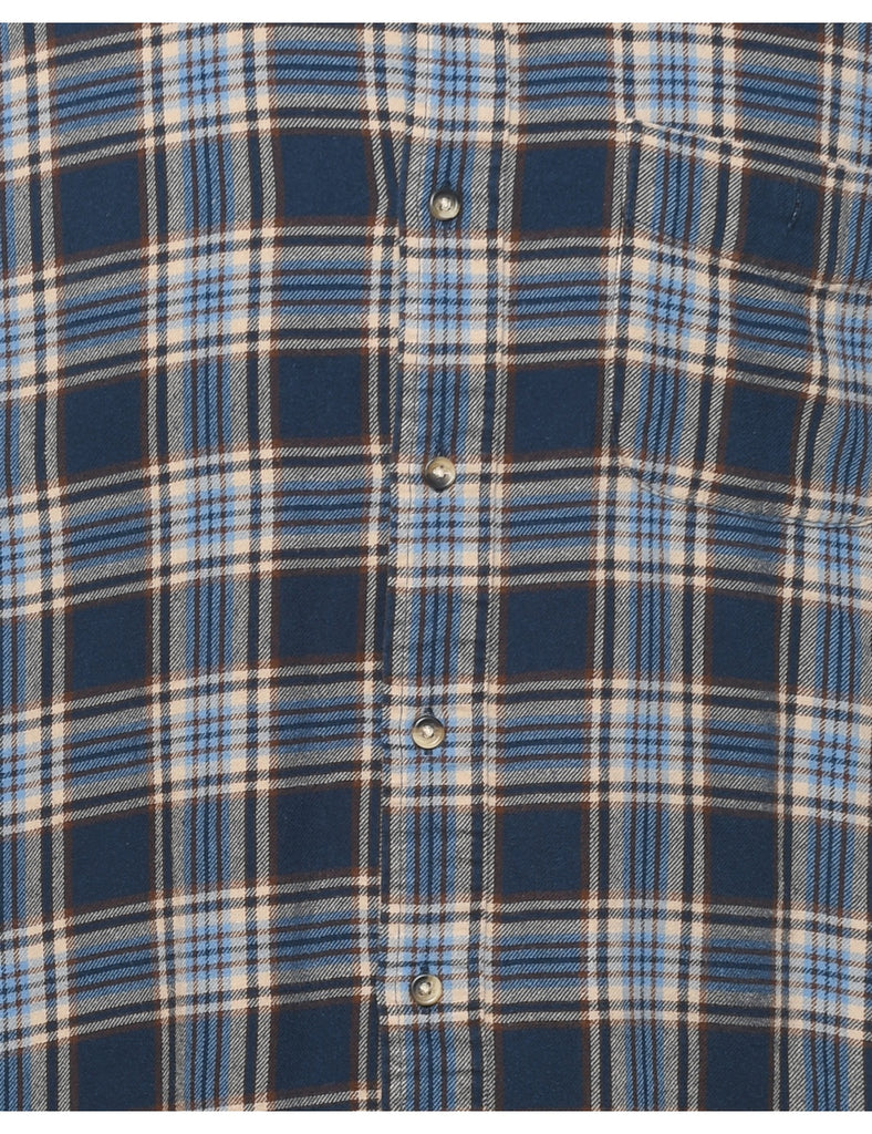 Arrow Checked Navy Flannel Shirt - M