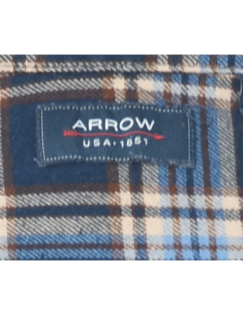 Arrow Checked Navy Flannel Shirt - M