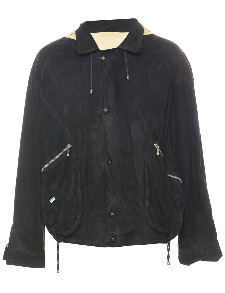Beige & Contrast Zip-Front Jacket - XL