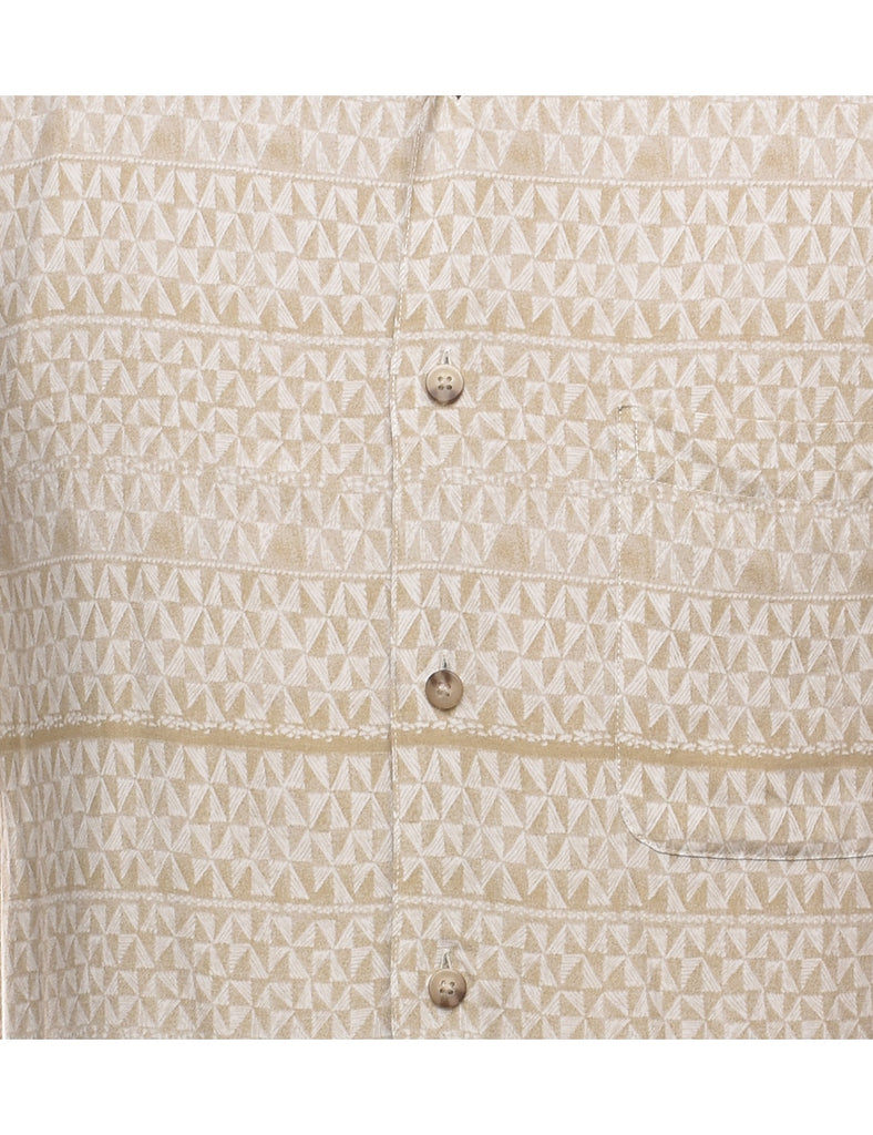 Beige Patterned 1990s Shirt - L