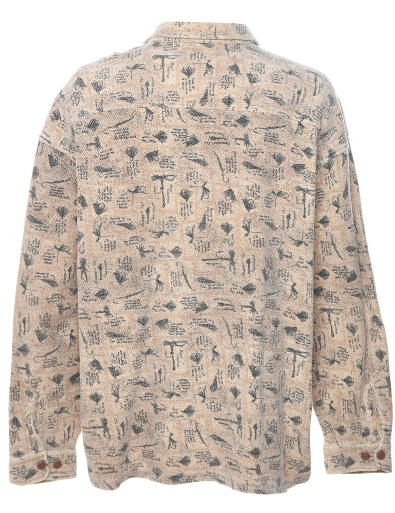 Beige Patterned Flannel Shirt  - XL