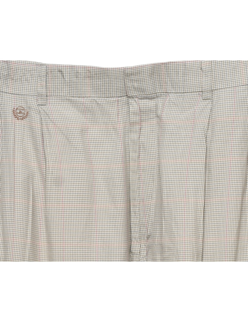 Beige & White Dogtooth Classic Trousers - W31 L30