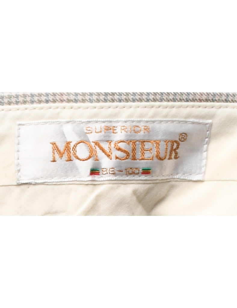 Beige & White Dogtooth Classic Trousers - W31 L30
