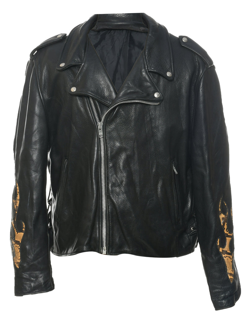 Biker Style Leather Jacket - XL
