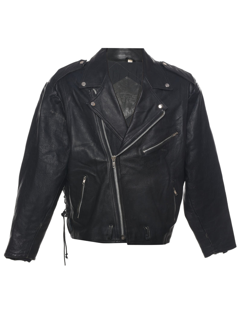 Biker Style Leather Jacket - XL