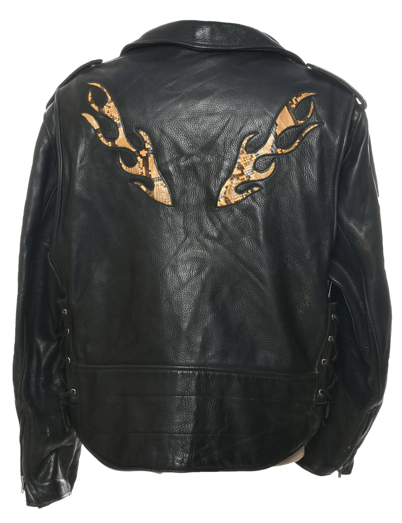 Biker Style Leather Jacket - XL