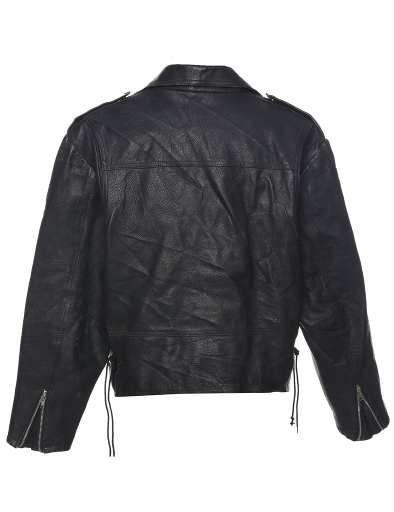 Biker Style Leather Jacket - XL