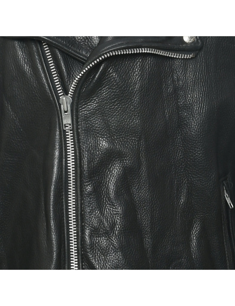 Biker Style Leather Jacket - XL